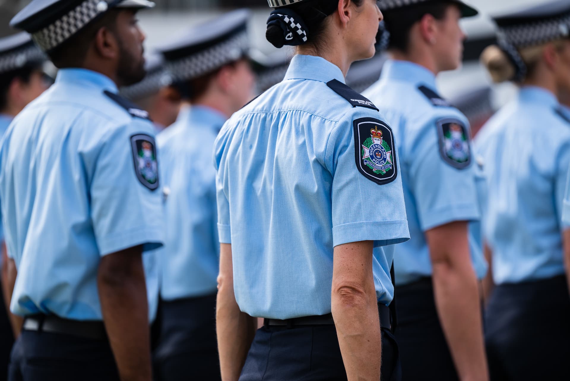 Queensland Police Service graduation ceremony with constables in formation