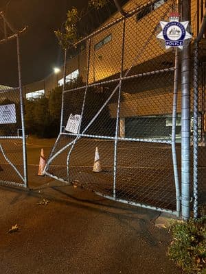 Damaged airside gate at Brisbane Airport’s international terminal.