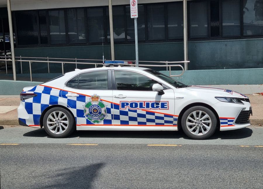 A 2024 Queensland Police Service Toyota Camry patrol vehicle