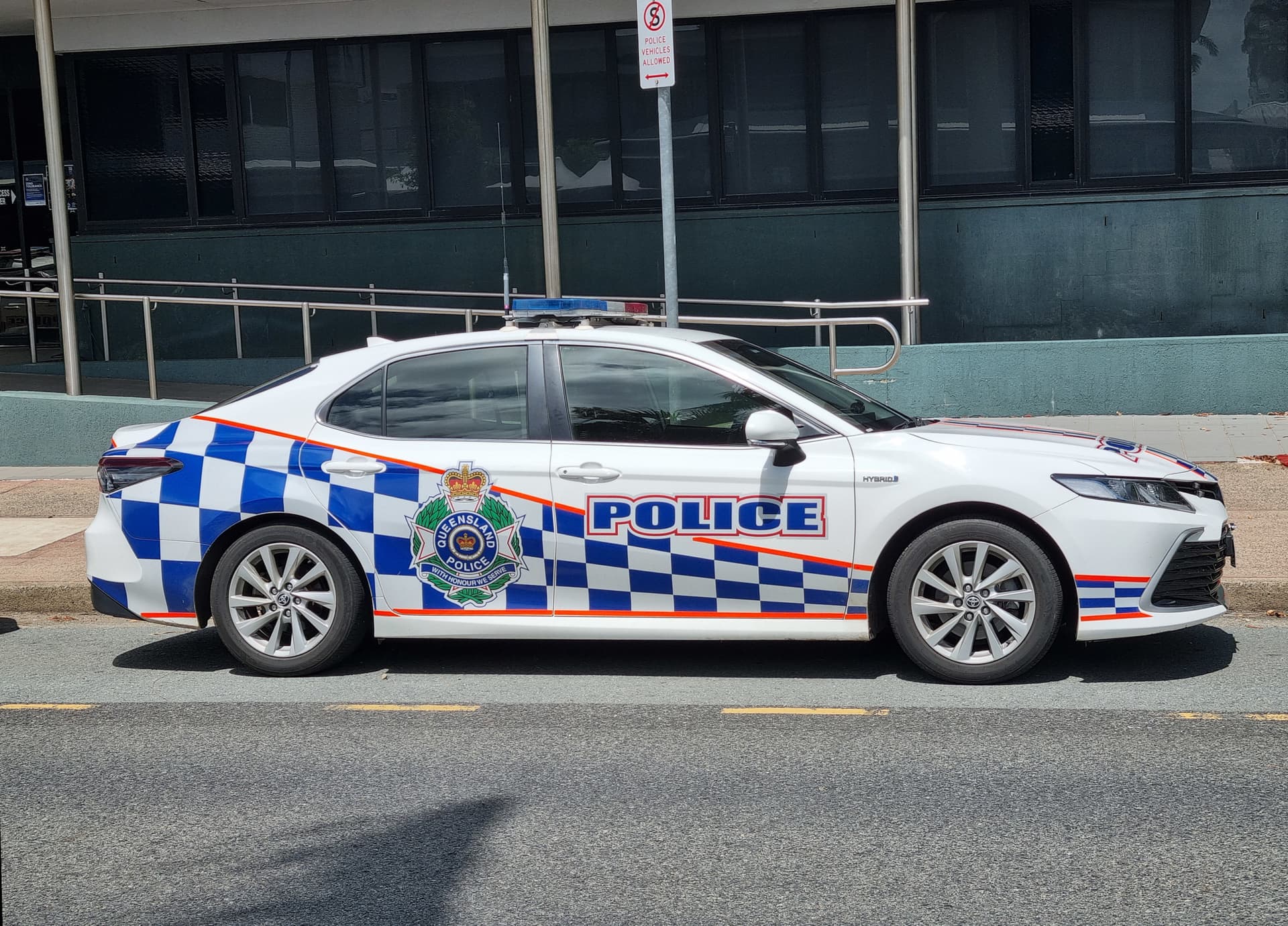 A 2024 Queensland Police Service Toyota Camry patrol vehicle